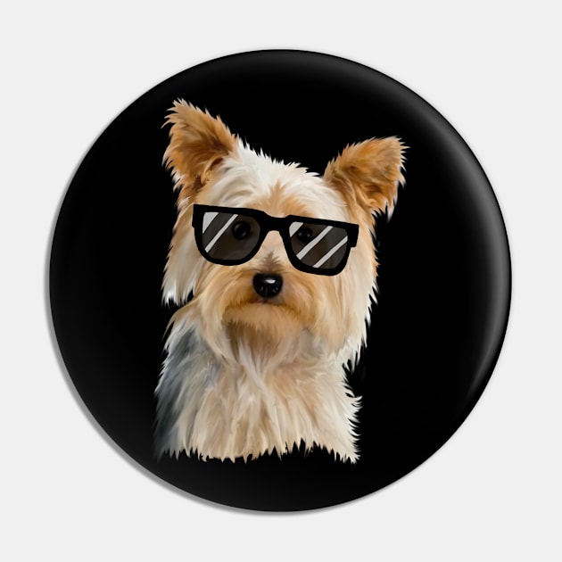 Yorkshire Terrier with sunglasses Pin by Kenzellshop