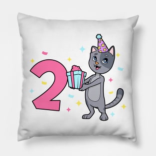 I am 2 with cat - girl birthday 2 years old Pillow