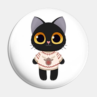 Holiday Black Kitten Pin