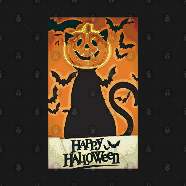 Halloween aesthetics pumpkin cat orange by AGRHouse