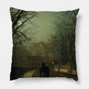 A Wet Moon, Putney Road by John Atkinson Grimshaw Pillow