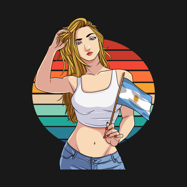 Argentinean Pride Argentina Flag Girl Vintage by Noseking