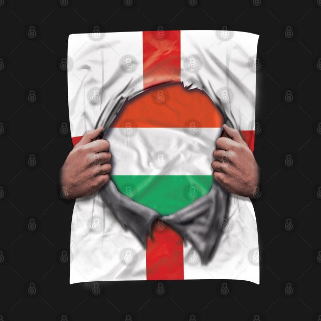 Hungary Flag English Flag Ripped Open - Gift for Hungarian From Hungary by Country Flags