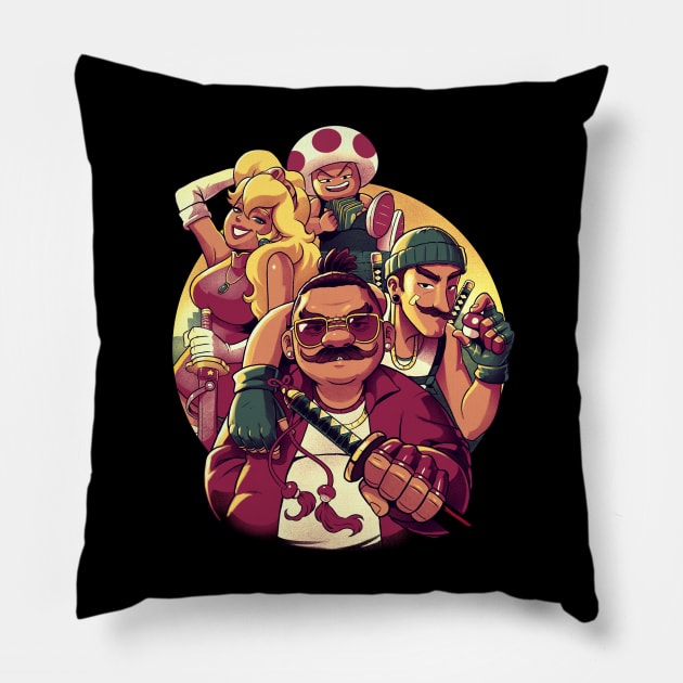 Mushroom Gang Pillow by BrunoMota