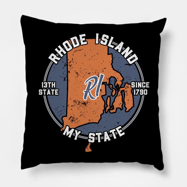 Rhode Island My State Patriot State Tourist Gift Pillow by atomguy