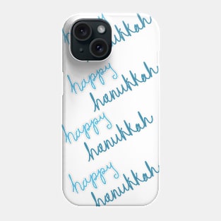 Happy Hanukkah Blue Script Lettering Pattern, made by EndlessEmporium Phone Case