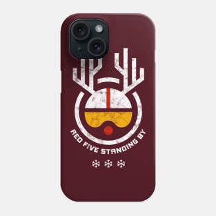 Rudolph Red Five Standing By Christmas Dark Background Phone Case