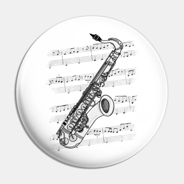 Saxophone Sax Player Saxophonist Jazz Musician Pin by doodlerob