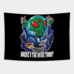 Where's the Drive Thru Alien UFO with Handlebars Tapestry