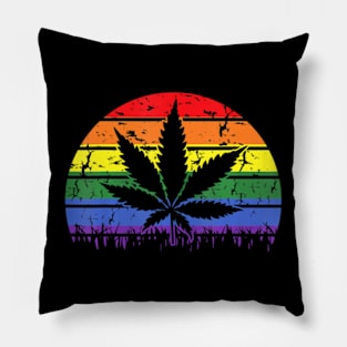 Weed LGBT-Q Retro Gay Pride Pillow