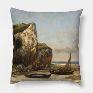 Beach in Normandy by Gustave Courbet Pillow