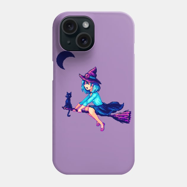 Pixel Witch's First Flight Phone Case by Kerrielake