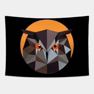 Owl in polygonal style. Geometric portrait of an owl. Night Bird Tapestry