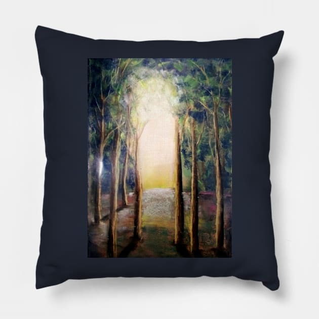 Landscape sunrise in forest Pillow by SunilAngra