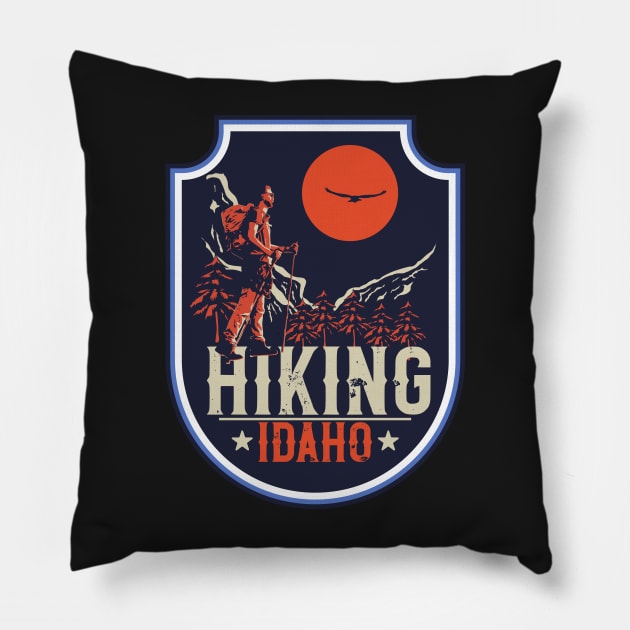 Hiking adventure wild retro exploring Idaho Pillow by HomeCoquette