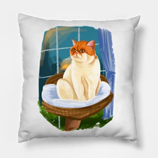 Kitty cat on the seat curious Pillow