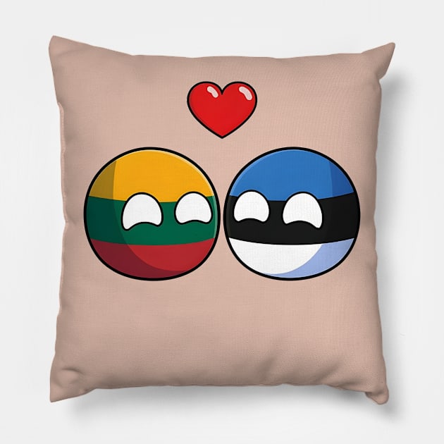 Lithuania and Estonia Countryball Saint Valentine's day Pillow by Polandball World