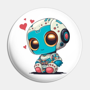 Cartoon robot in love. Pin