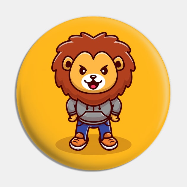 Cute Lion Mascot Cartoon Pin by Catalyst Labs