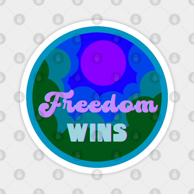 Freedom wins - green retro design Magnet by Jane Winter