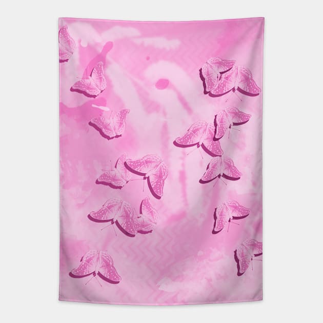 Pretty in pink butterflies Tapestry by hereswendy