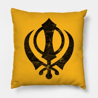 Khanda (Sikh symbol) -  Vintage Faded Style Design Pillow