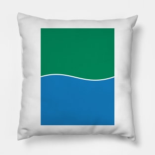 Green Bay City Flag, Green, White, Blue Pillow