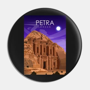 Petra Jordan Vintage Minimal Travel Poster at Night Pin