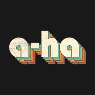 Retro Vintage A-Ha Rainbow Letters Distressed Style T-Shirt