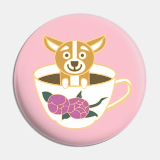 Corgi dog chillin in tea cup Pin