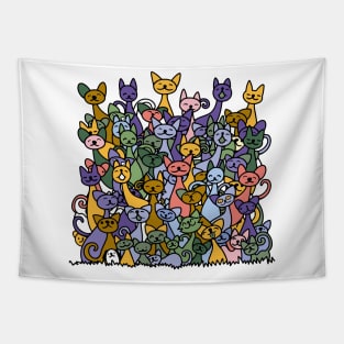 doodle cats pile Tapestry
