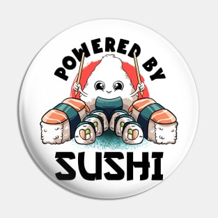 Powered By Sushi Lover Kawaii Cute Food Japanese Anime Sushi Pin