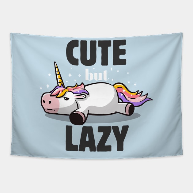 Cute But Lazy Funny Unicorn Gift Tapestry by eduely