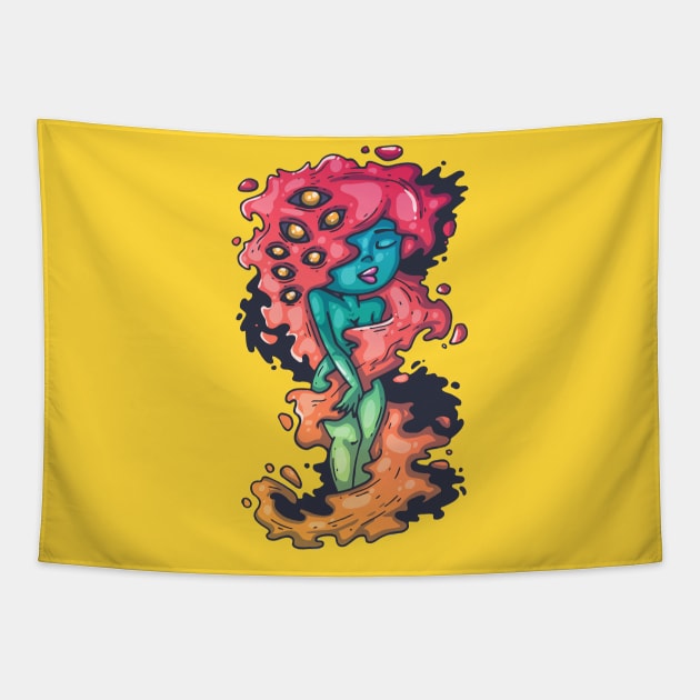 Cute and sweet magic Dryad with fire hair Tapestry by BlindVibes