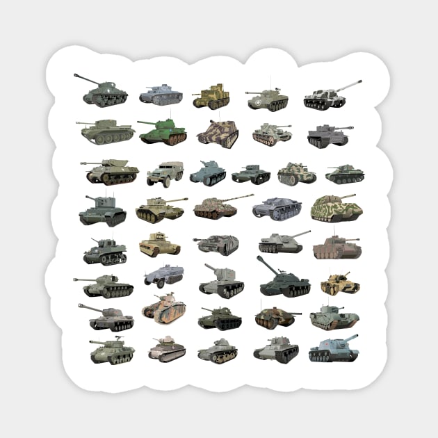 Various WW2 Tanks Magnet by NorseTech