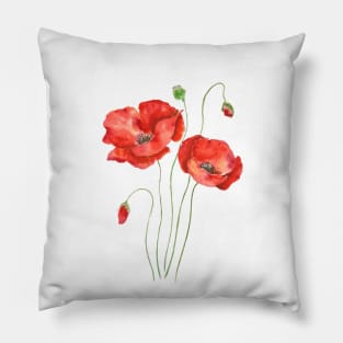 2 orange poppies watercolor Pillow