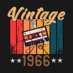 54th Birthday 54 Years Old 54th Vintage Retro cassette Mixtape Music Cassette 1966 Birthday T-Shirt