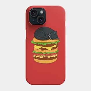 Burger Cat - black Phone Case