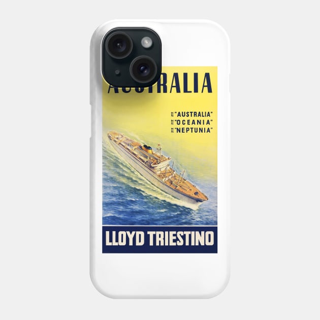 Vintage Travel Poster Australia Lloyd Triestino Phone Case by vintagetreasure