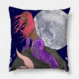 moonlit mermaid Pillow