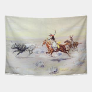 Cowboys from the Bar Triangle by Charles Marion Russell Tapestry