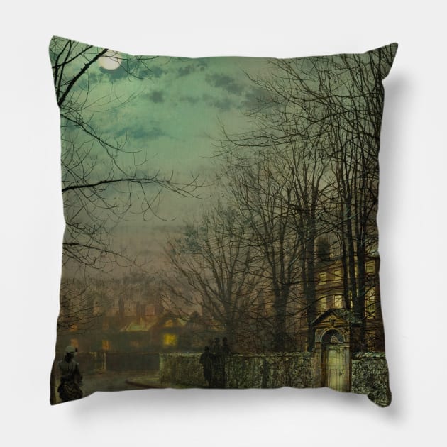 The Tryst by John Atkinson Grimshaw Pillow by Classic Art Stall
