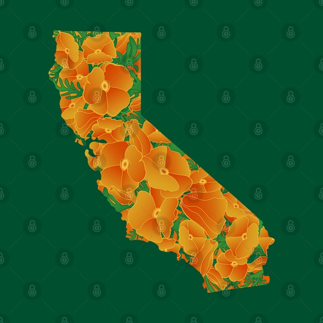 California State Outline Poppy Wildflower Superbloom by Spatium Natura