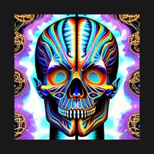 Trippy Psychedelic Colors Skull 5 T-Shirt