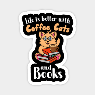 Coffee Cats Books Magnet