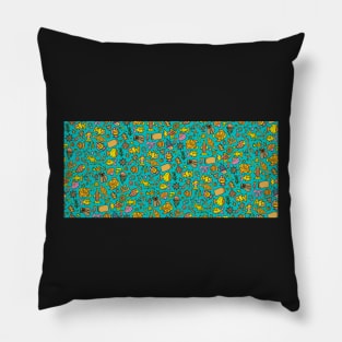 Ocean Fish Treasure Hunt Doodle Pattern Pillow