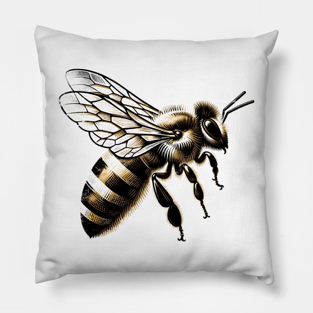 Bee Kind to Bees: Honeybee Art T-shirt Pillow by Klimek Prints