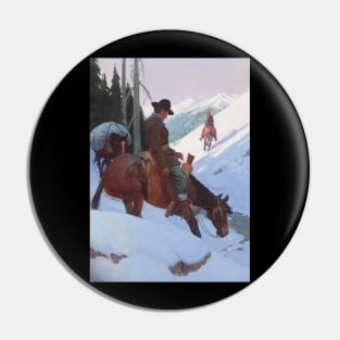 Cowboys In The Mountains - Vintage Western American Art Pin