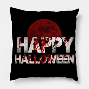 Bloody Distressed Happy Halloween Pillow