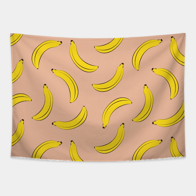 Millennial pink pop art banana fruit pattern Tapestry by sziszigraphics